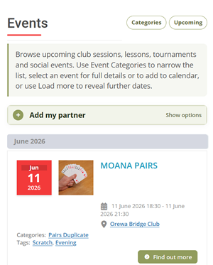 Add partner feature on the Events page